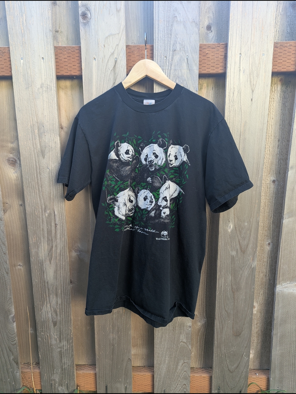 Vintage 1990s Panda Graphic Short Sleeve Tee - Black